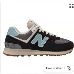 New Balance Women's 574 Shoes Black & Blue Size 8